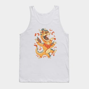 Dragon Dance Delight, Chinese Cartoon Style Tank Top